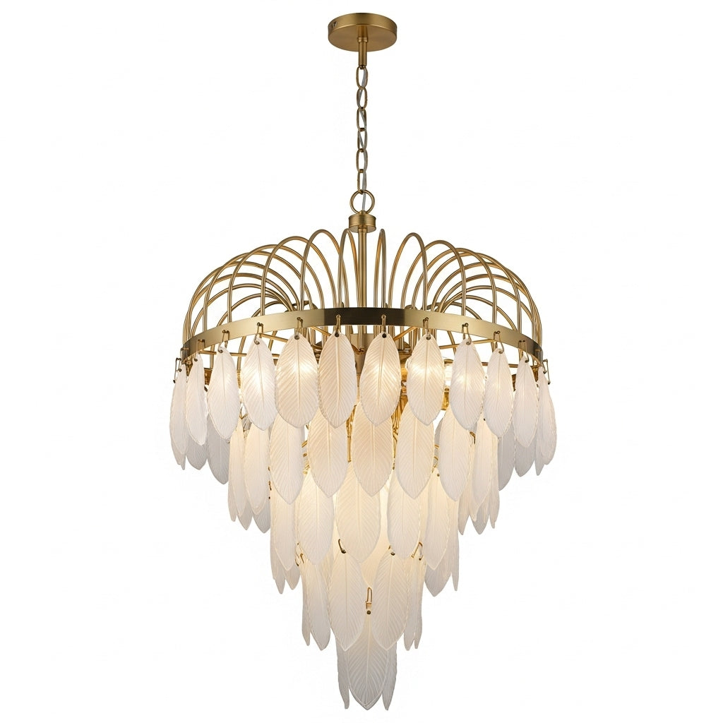Feather Warm Brass Chandelier