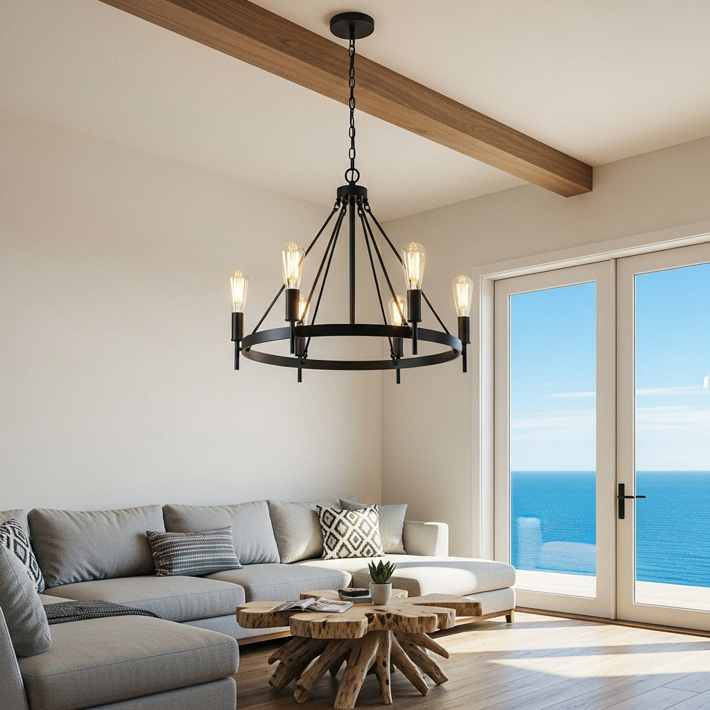Matte black chandelier