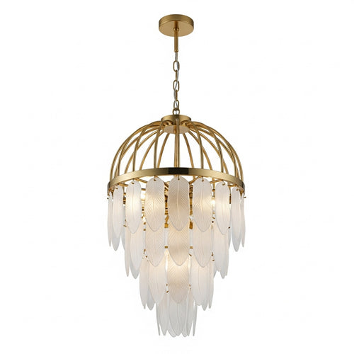 Feather Warm Brass Chandelier