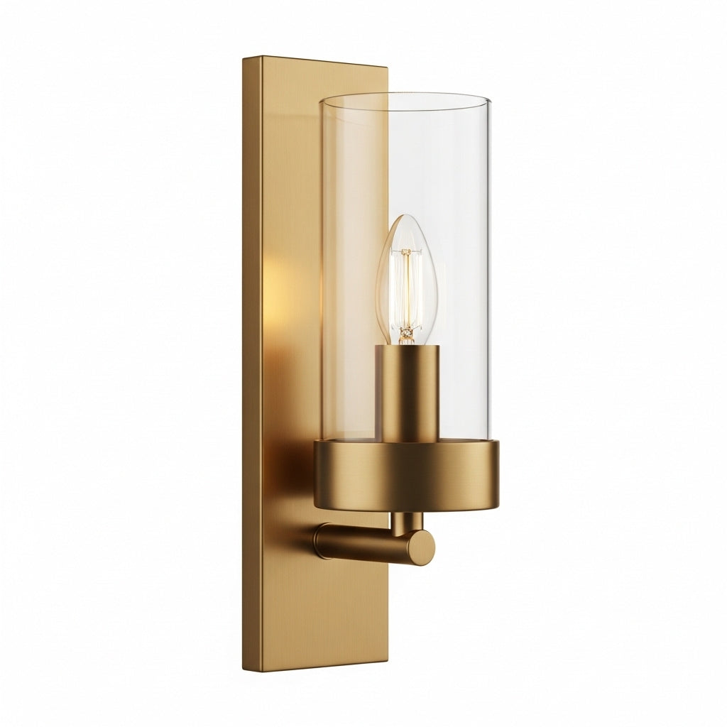 Single light wall lamp, brass