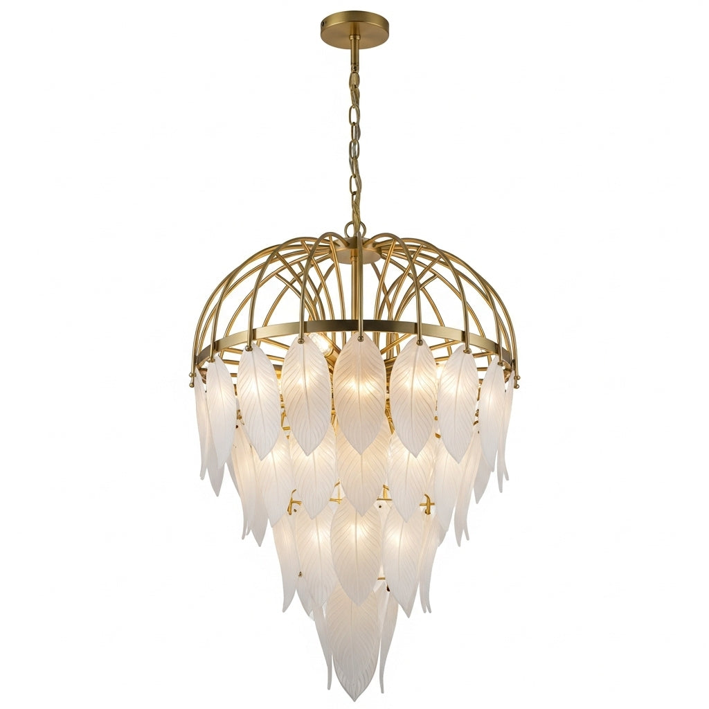 Feather Warm Brass Chandelier